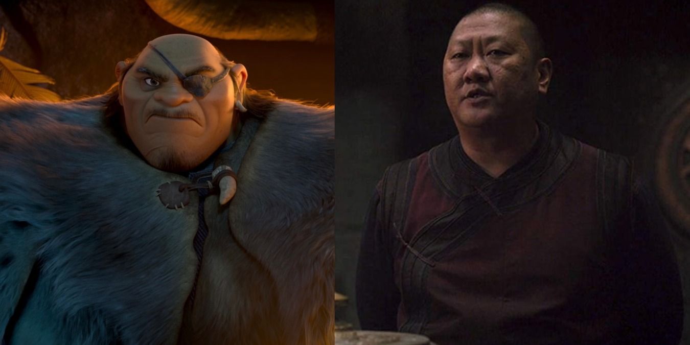 A split image features Tong in Raya and the last Dragon and Wong in the MCU