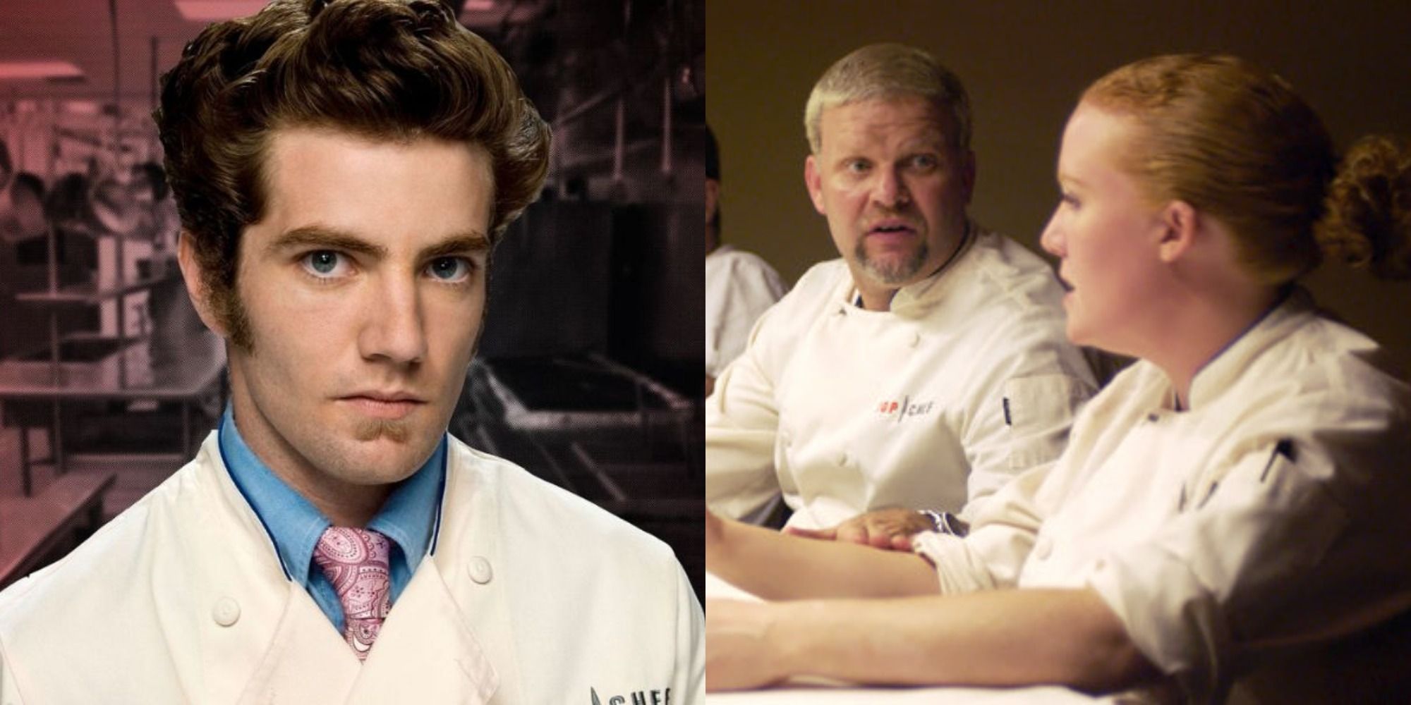 Split image showing Marcel Vigneron, and Dave yelling at Tiffani in Top Chef