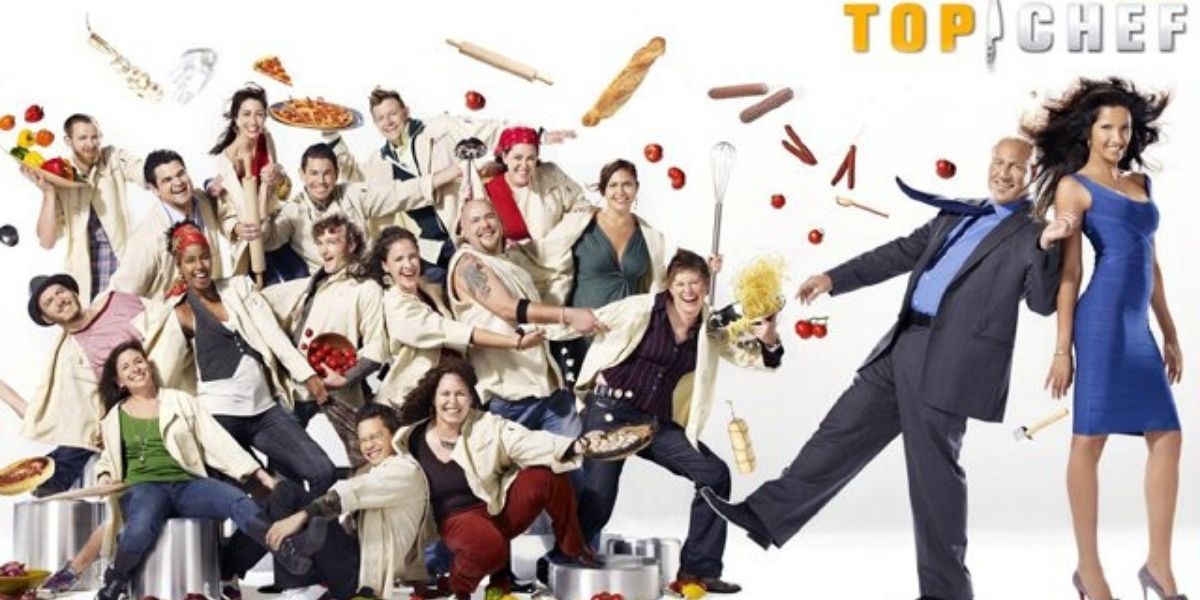 The cast and hosts of Top Chef Chicago with white background