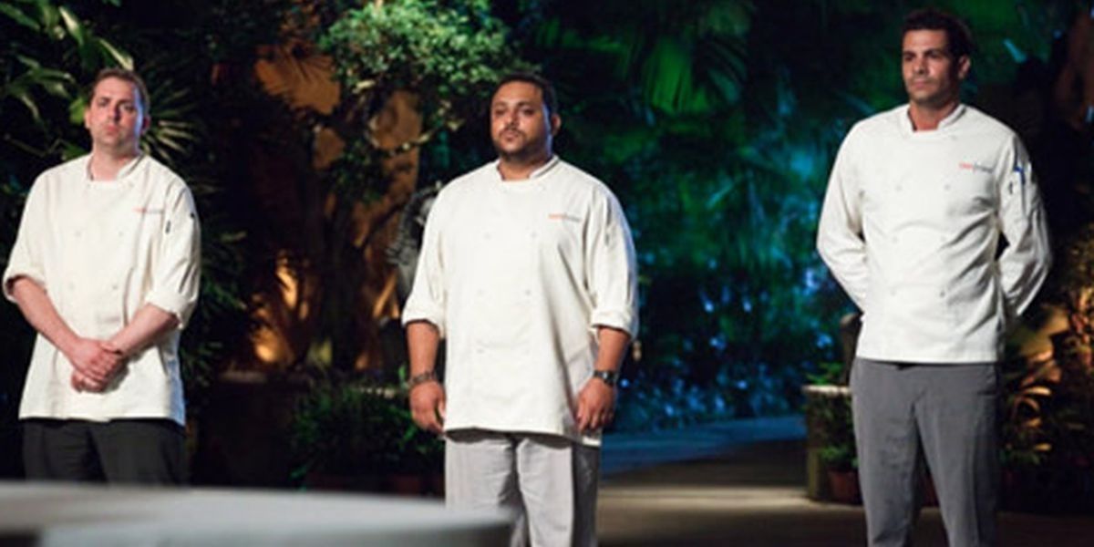 The three finalists of Top Chef DC standing side by side