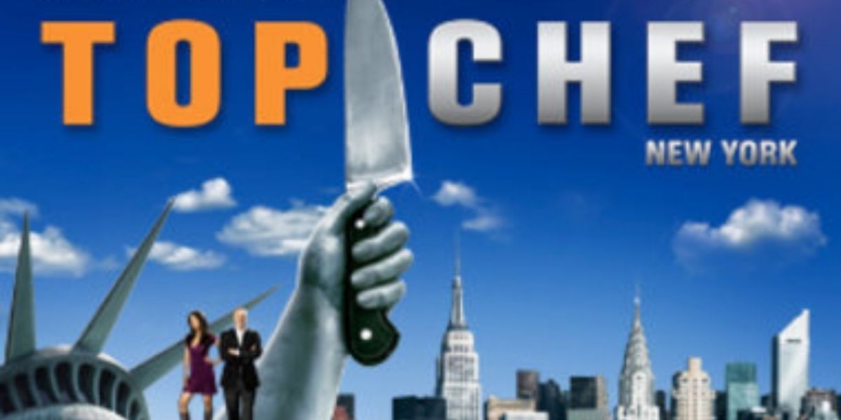 Poster for Top Chef New York with the Statue of Liberty holding a knife