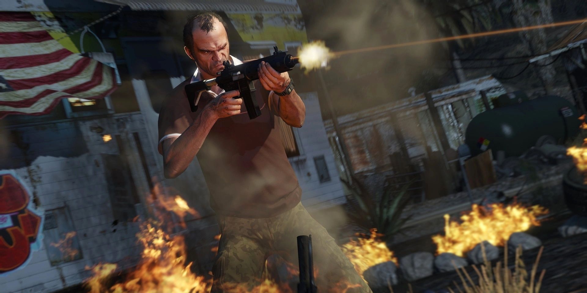 Trevor on a killing spree in Grand Theft Auto V