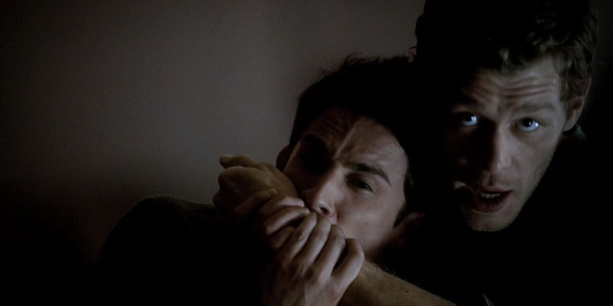 Klaus feeds Tyler his blood in the Vampire Diaries