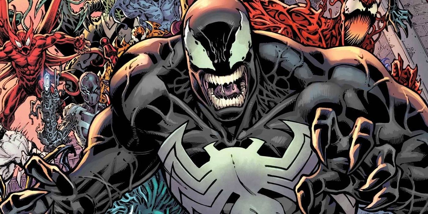 Venom leading an army of symbiotes in Marvel comics
