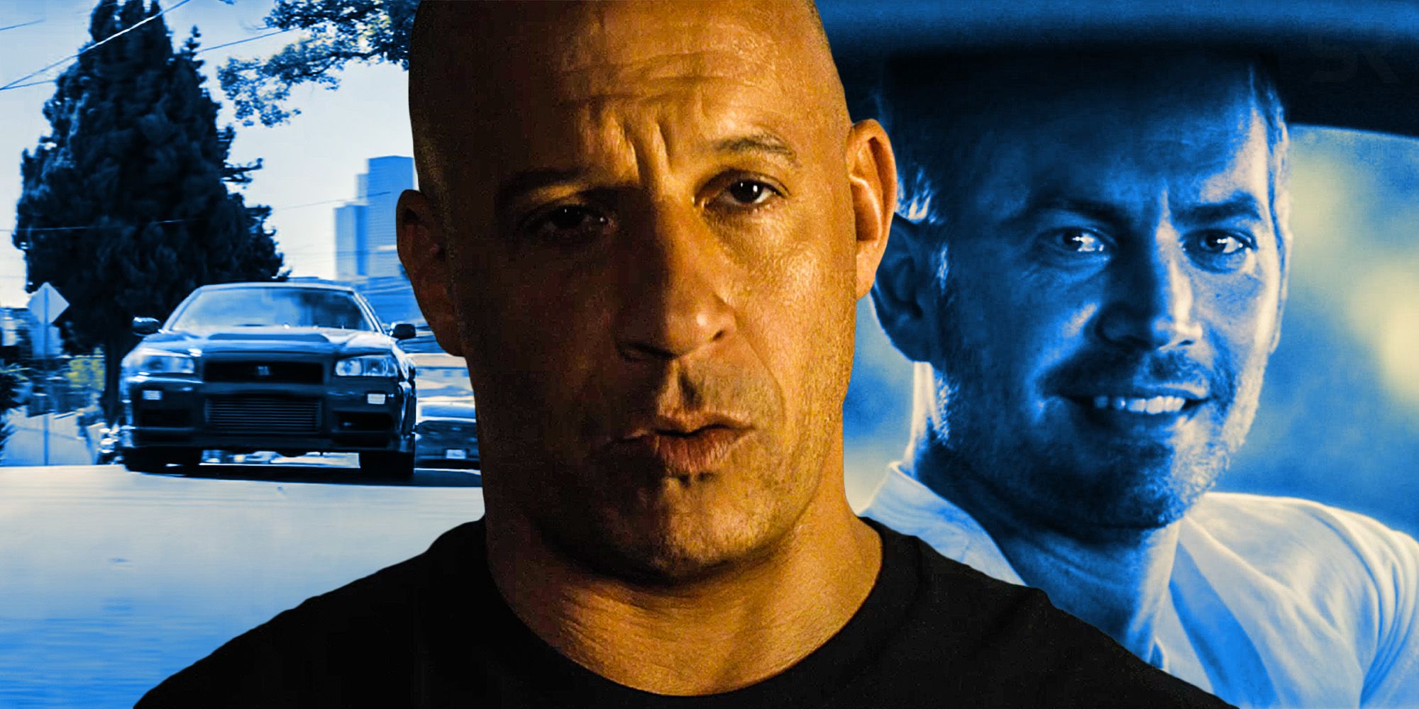 Vin Diesel Dom Fast and furious 9 Brian Oconner Blue car at the end