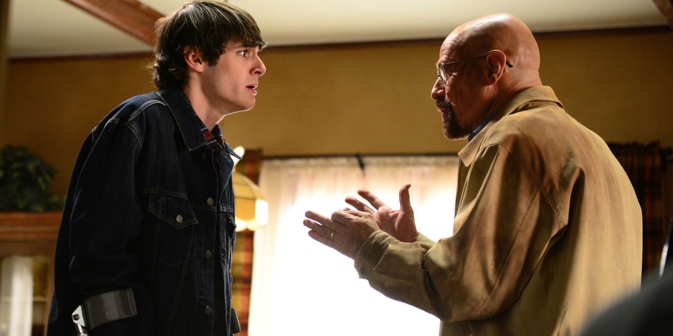 Walter tries to convince his son Flyyn to go on the run with him in Breaking Bad