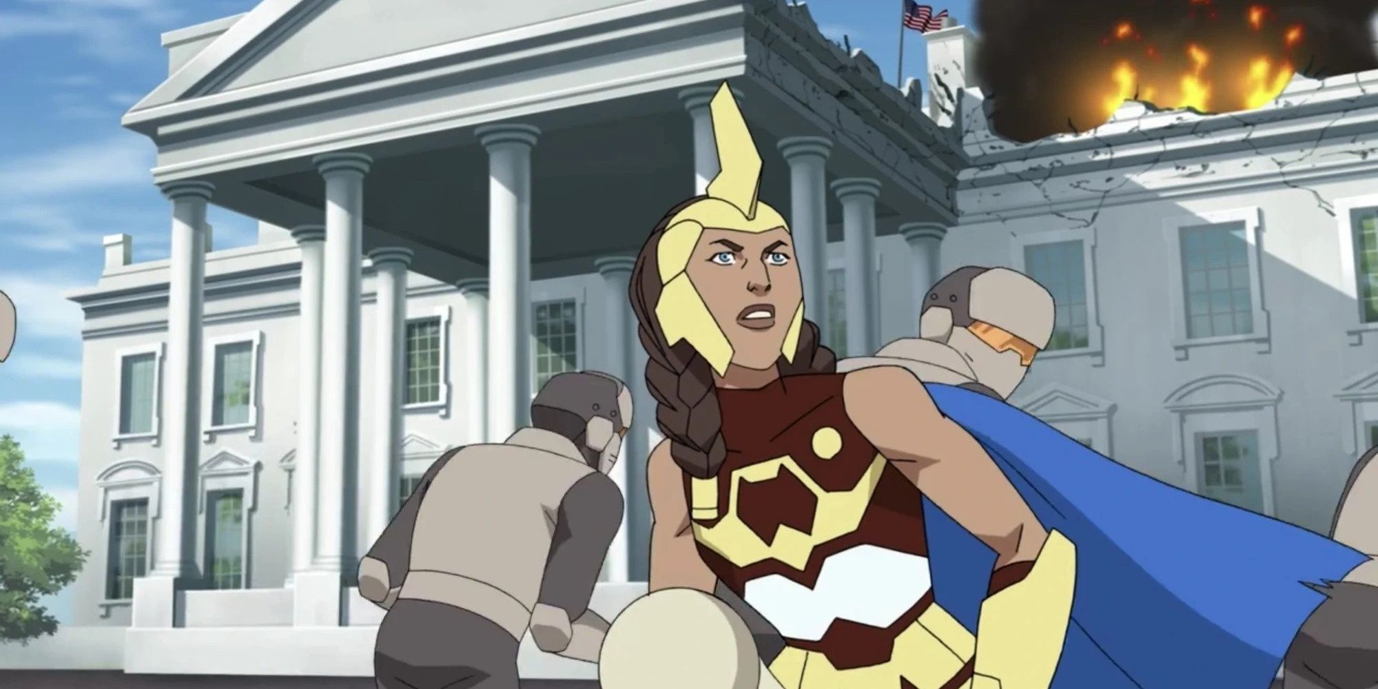 War Woman in front of the White House in invincible