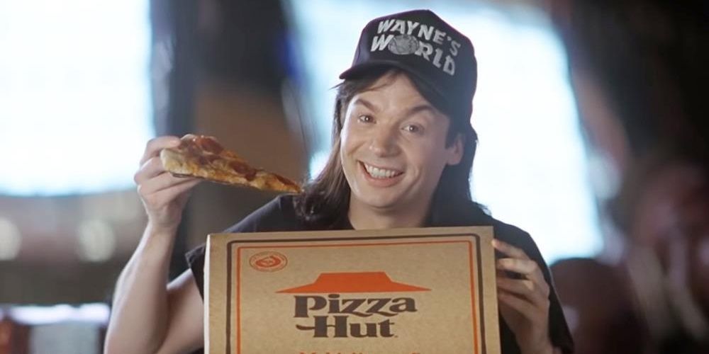 Wayne eating Pizza Hut in Wayne's World
