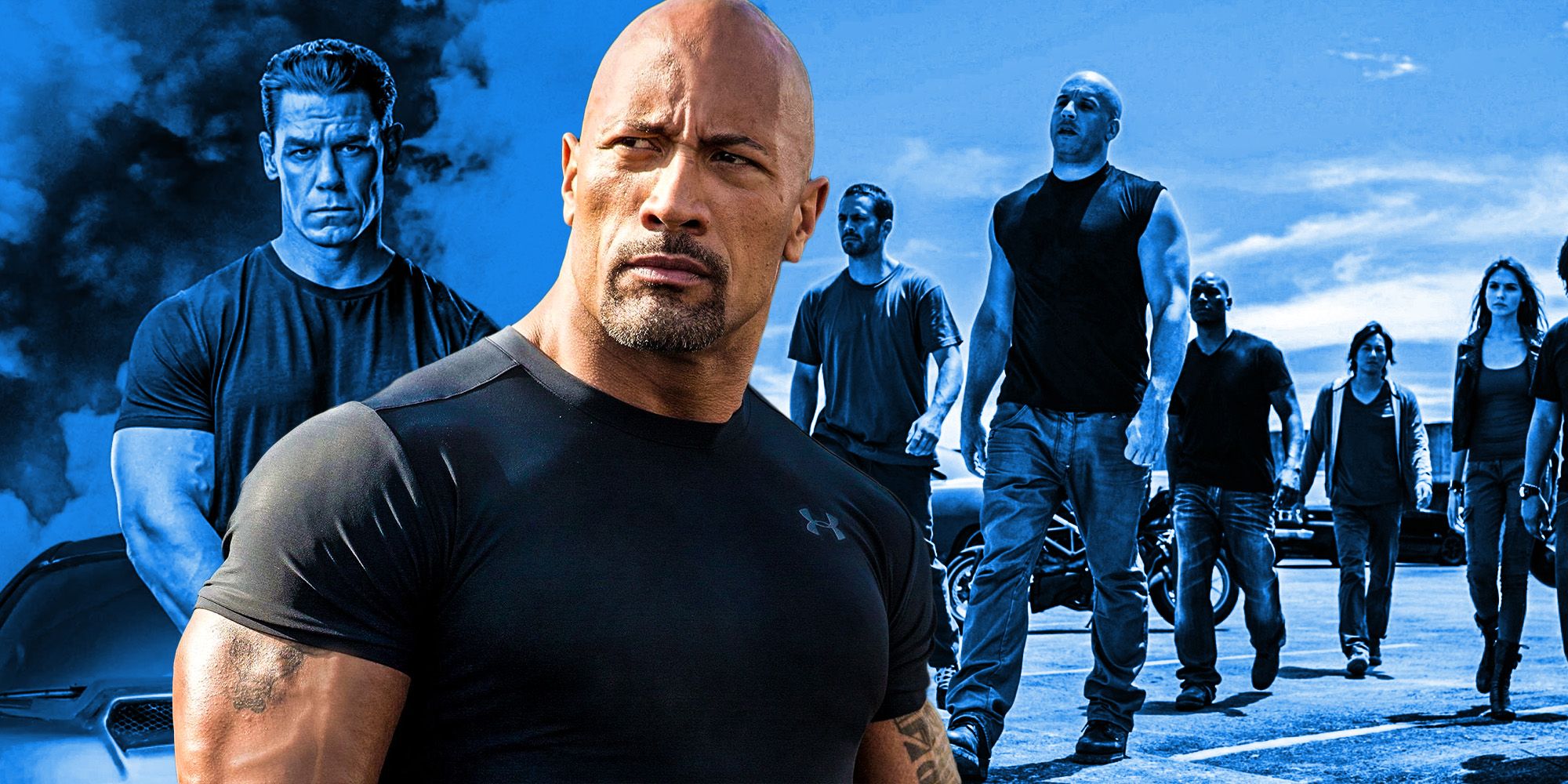Dwayne Johnson and the Fast & Furious cast