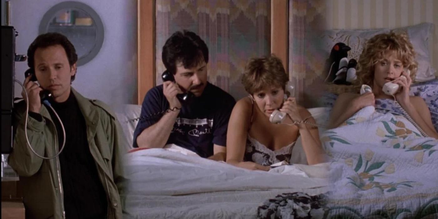 Harry and Sally talking to Jess and Marie on the phone
