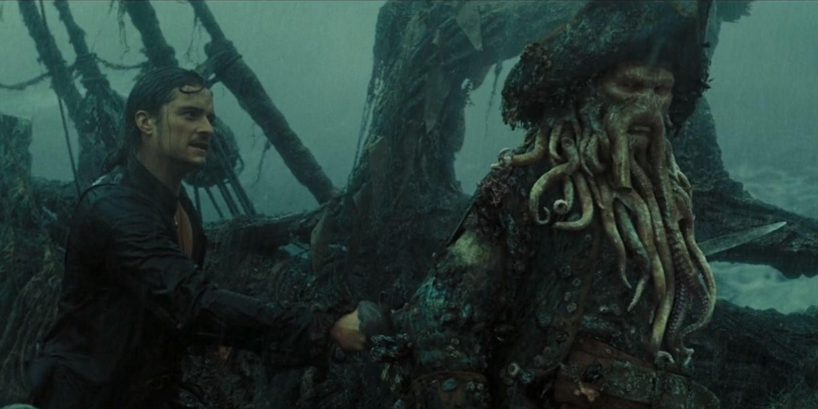 Will Turner stabbing Davy Jones in Pirates Of The Caribbean At World's End