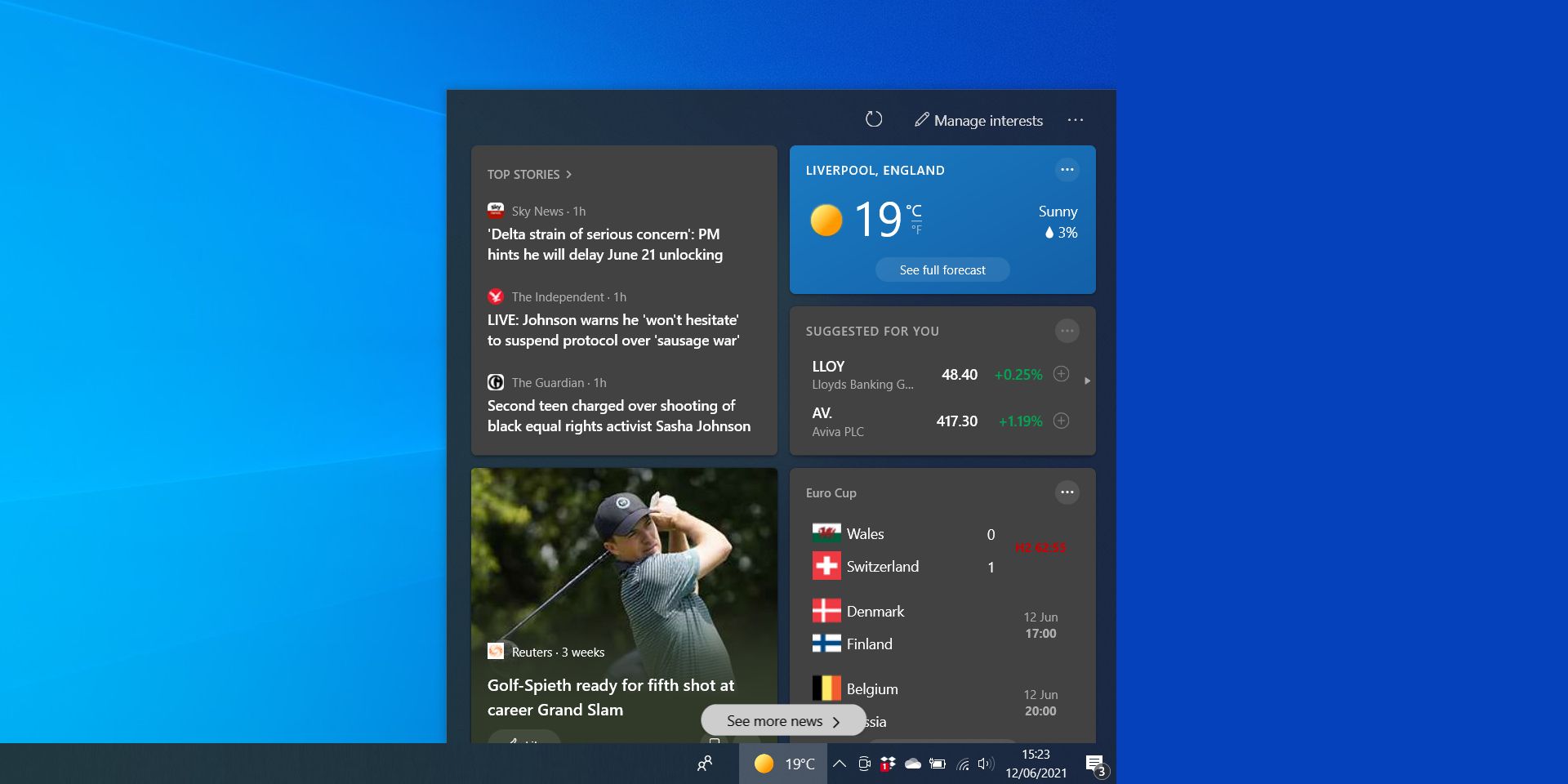 Windows 10 news and interests feature