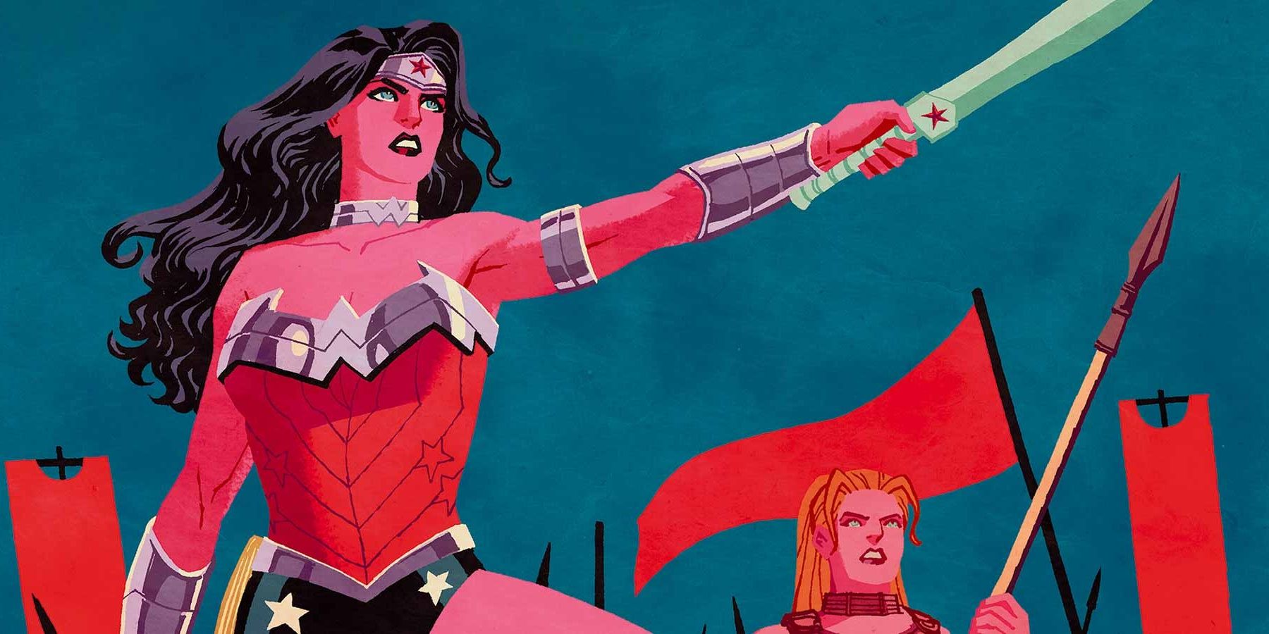 Wonder Woman holding a sword on DC Comics