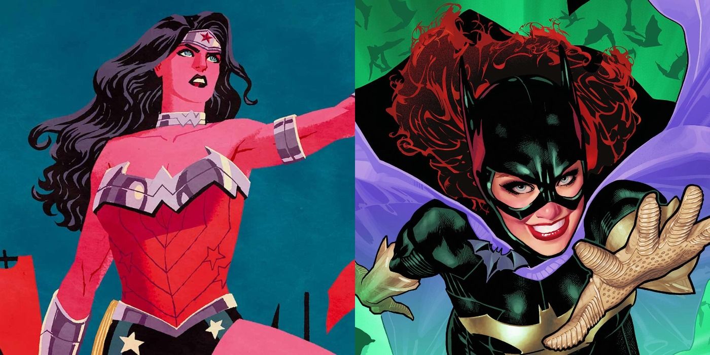 Wonder Woman and Batgirl in DC Comics split image