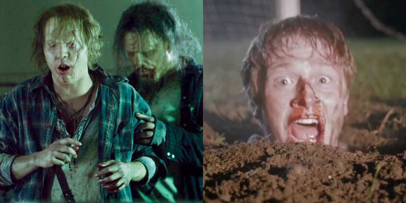 Split image mutant cannibals in Wrong Turn 4 and Billy screaming while buried in Wrong Turn 5