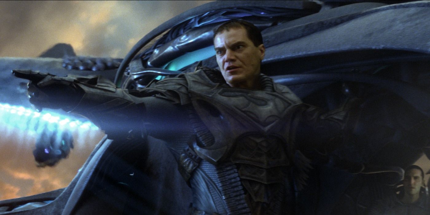 Zod attacking the planet with a laser weapon in Man of Steel