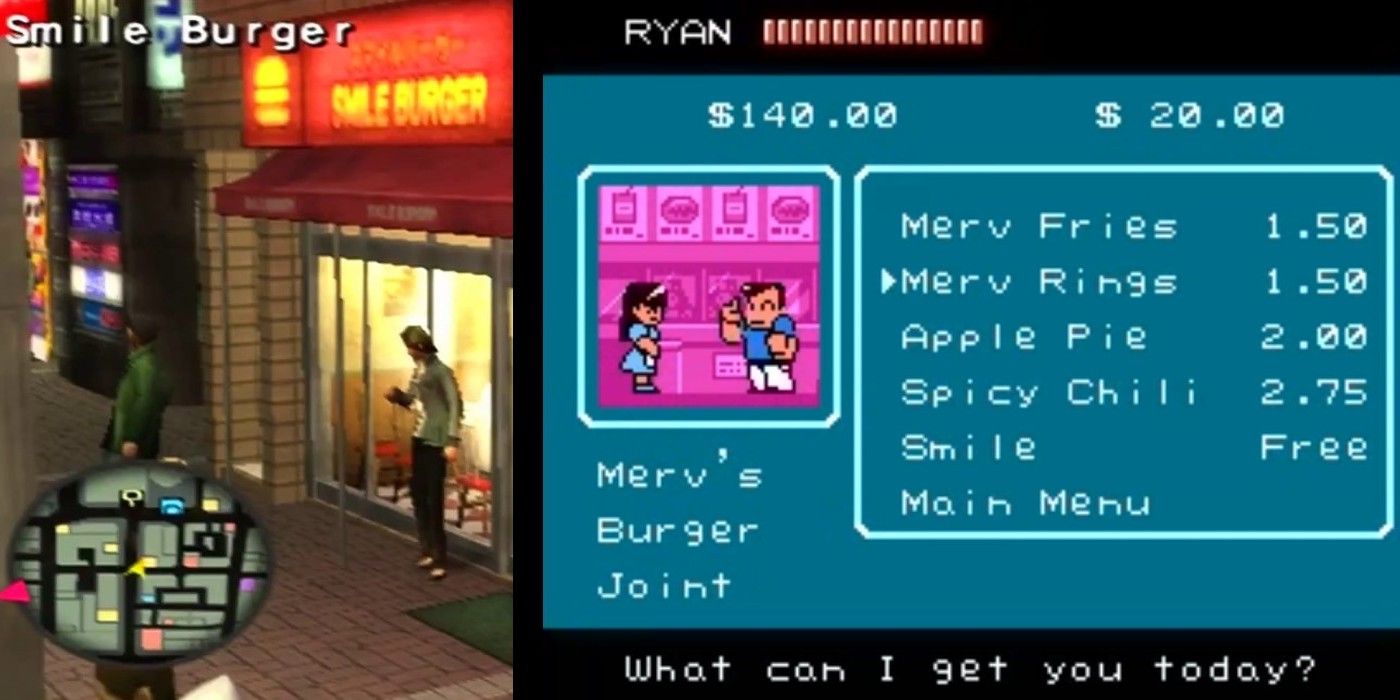 Yakuza Owes More To River City Ransom Than Shenmue - Smile Burger Merv's Burger Side By Side