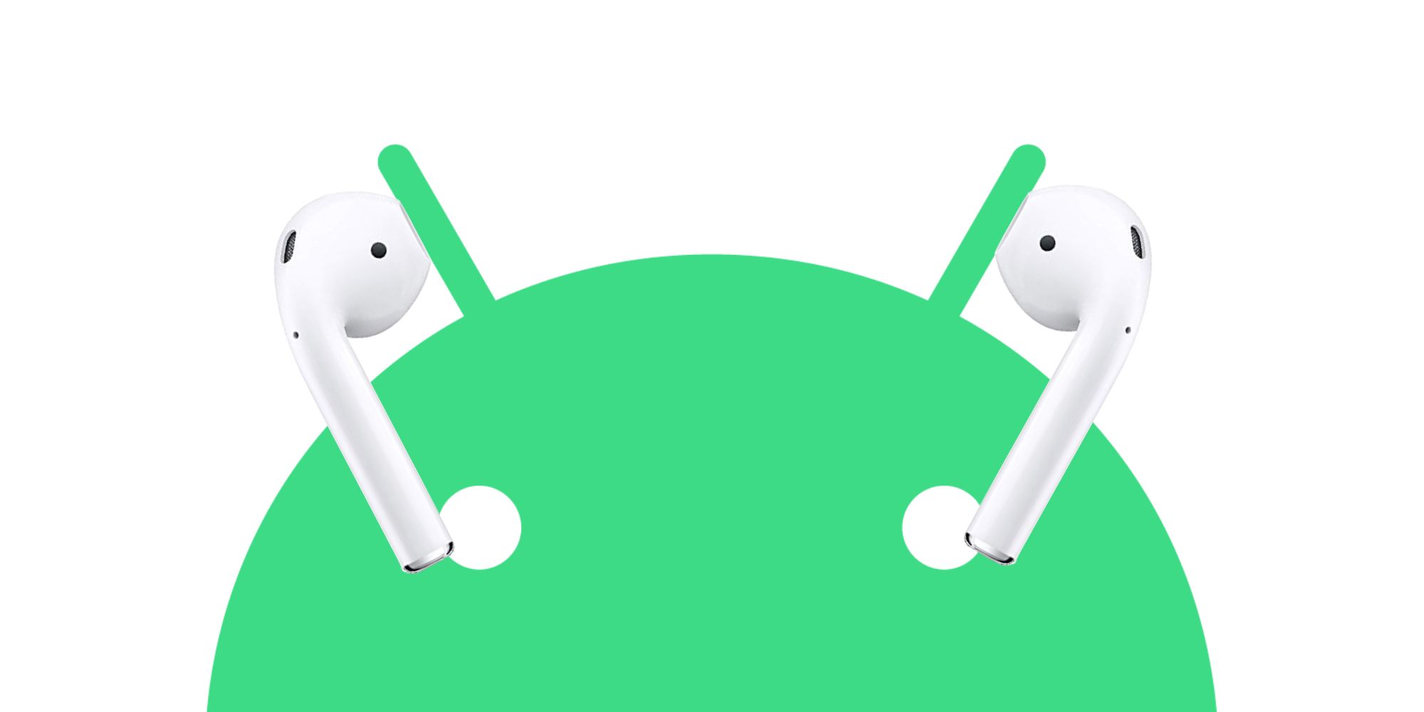 Android logo with AirPods on it