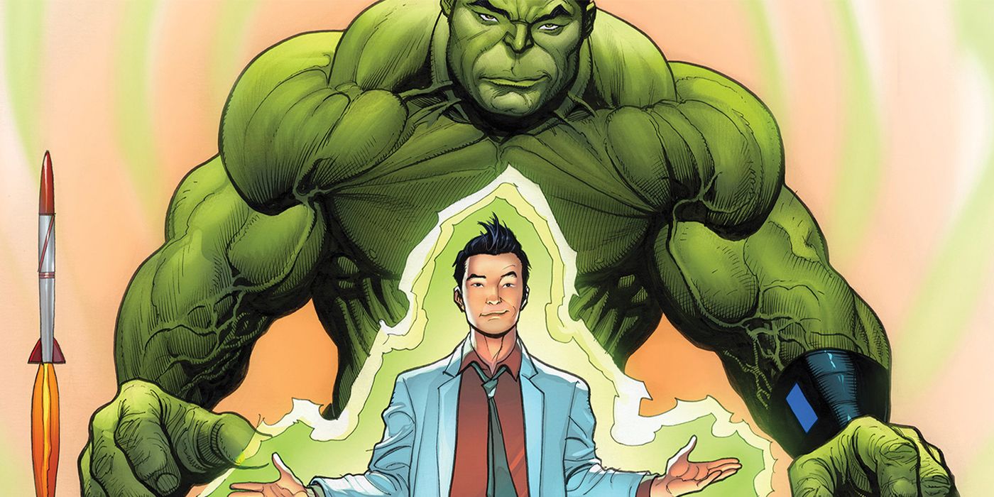 Amadeus Cho and the Hulk on the cover of Totally Awesome Hulk #1 (variant).