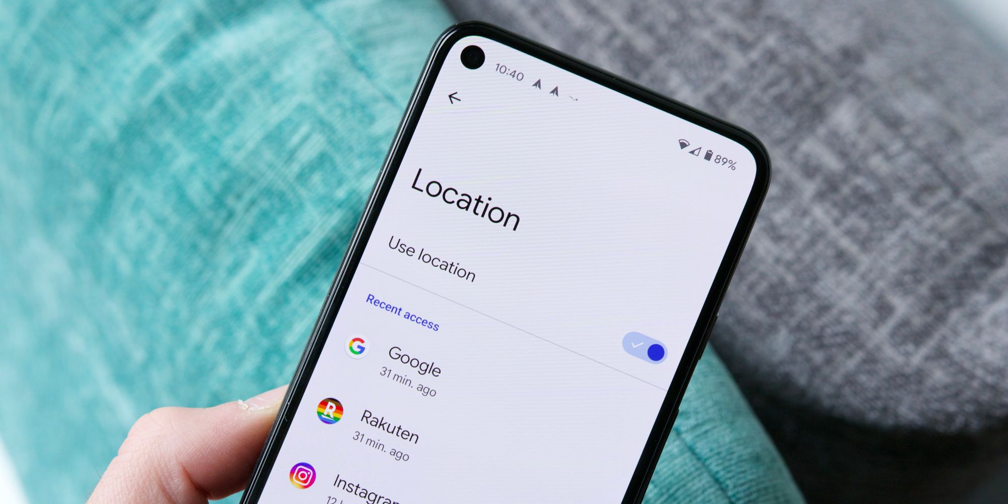 Location settings page on an Android phone
