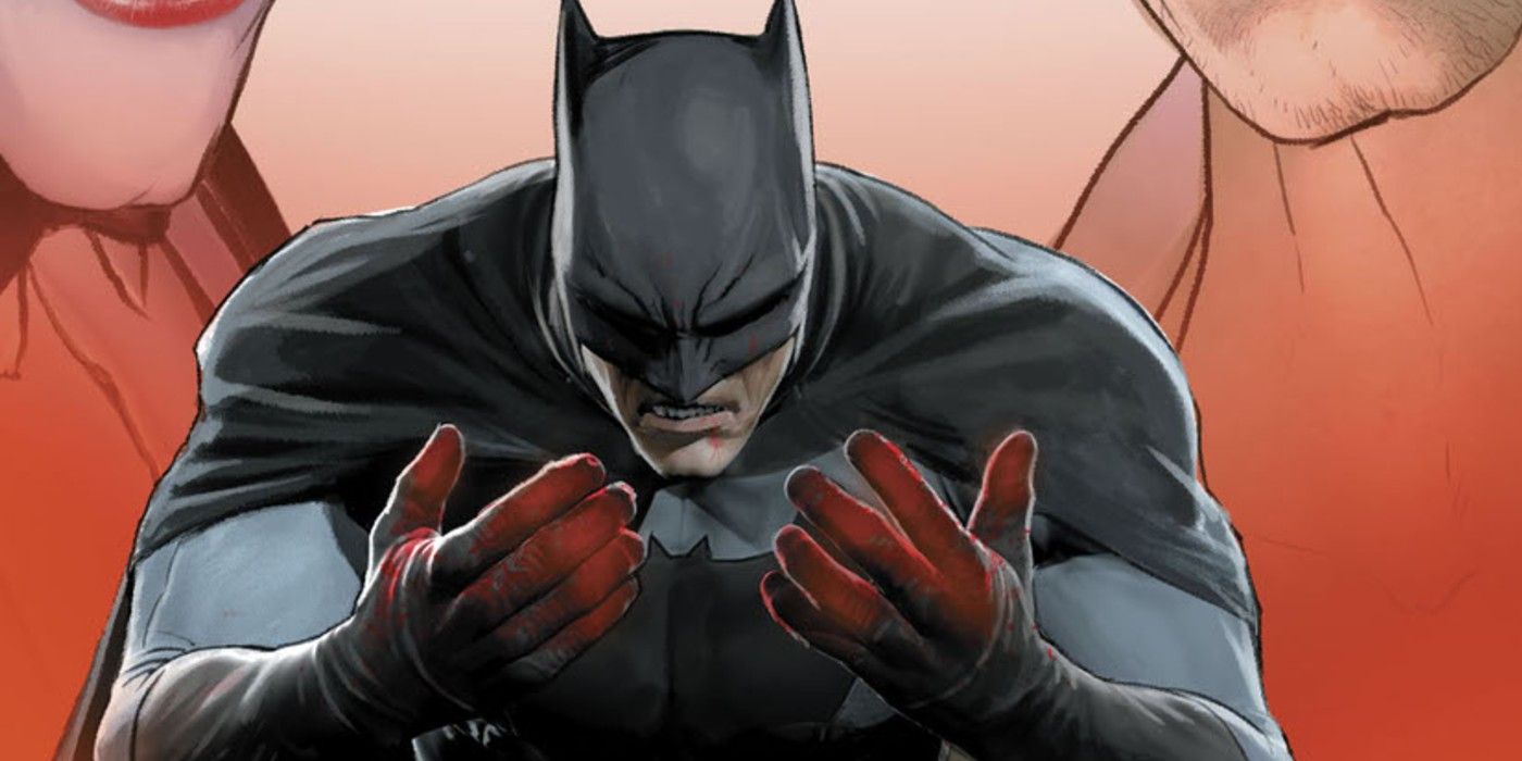 Batman with blood on his hands from DC Comics
