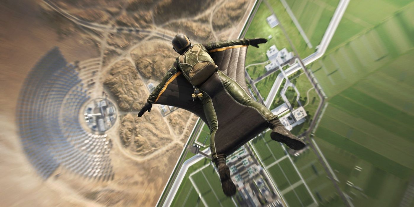 Character wearing a wing suit in Battlefield 2042.