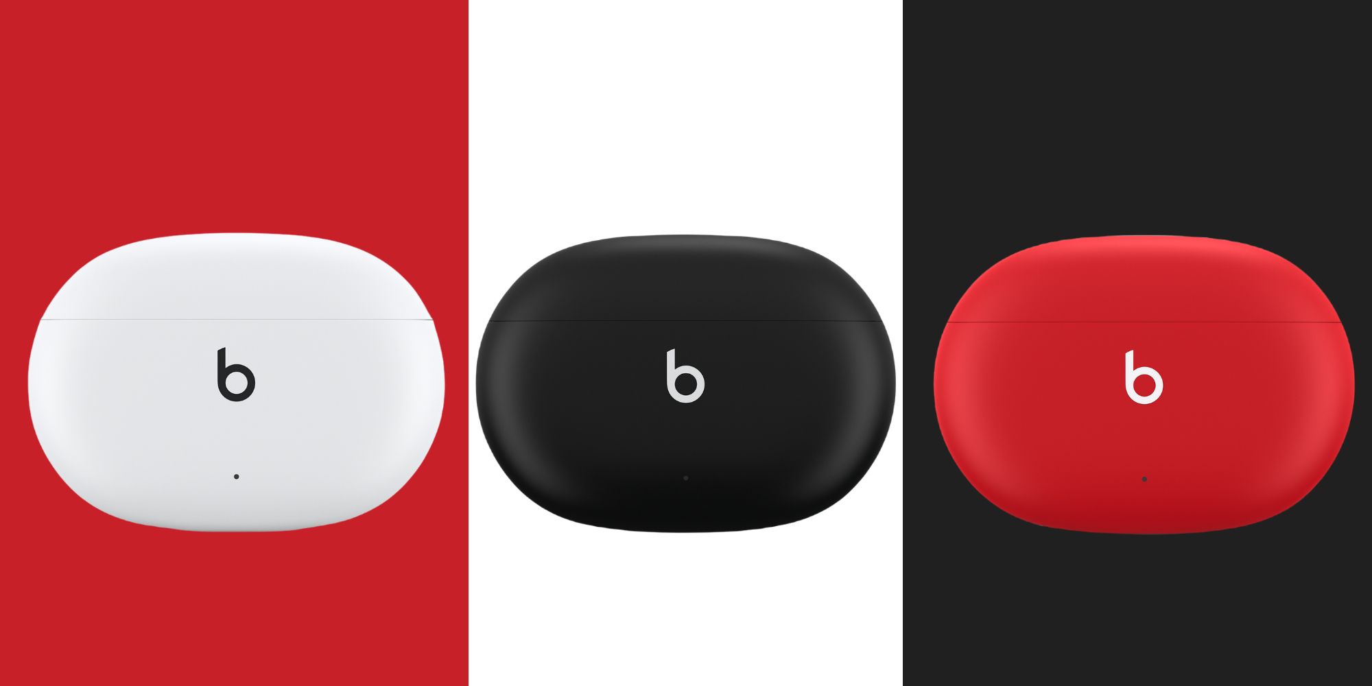 Beats Studio Buds in white, black, and red