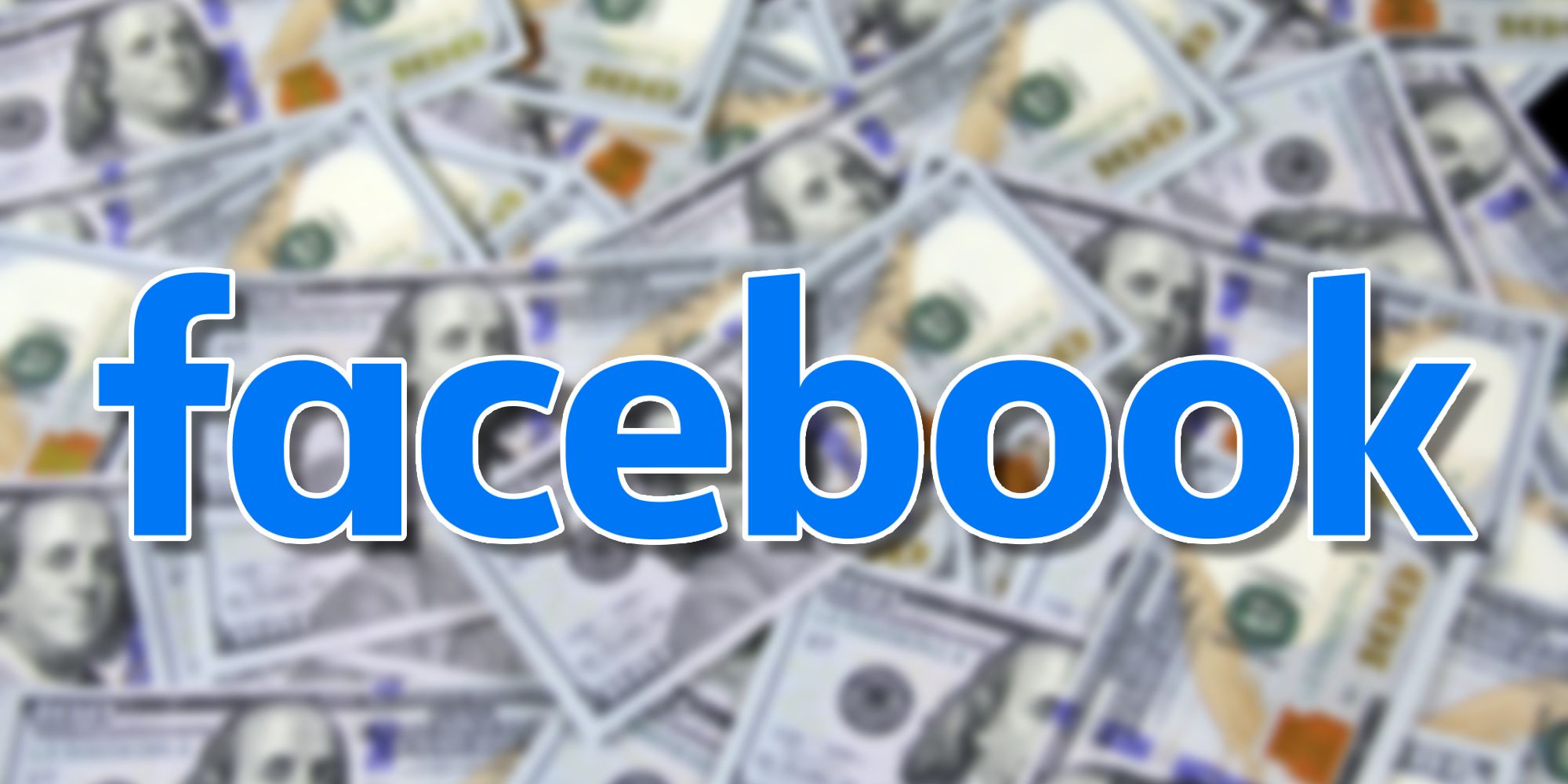Facebook logo against a picture of money