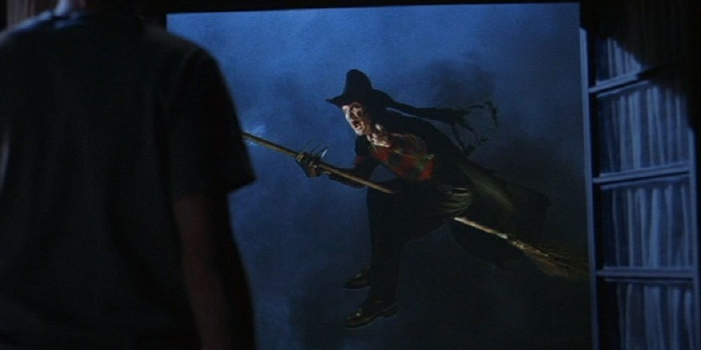 Freddy rides broom in Freddy's Dead.
