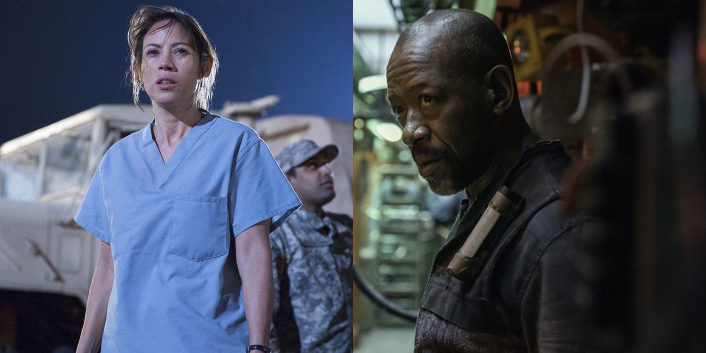 Split image of Liza and Morgan from Fear the Walking Dead