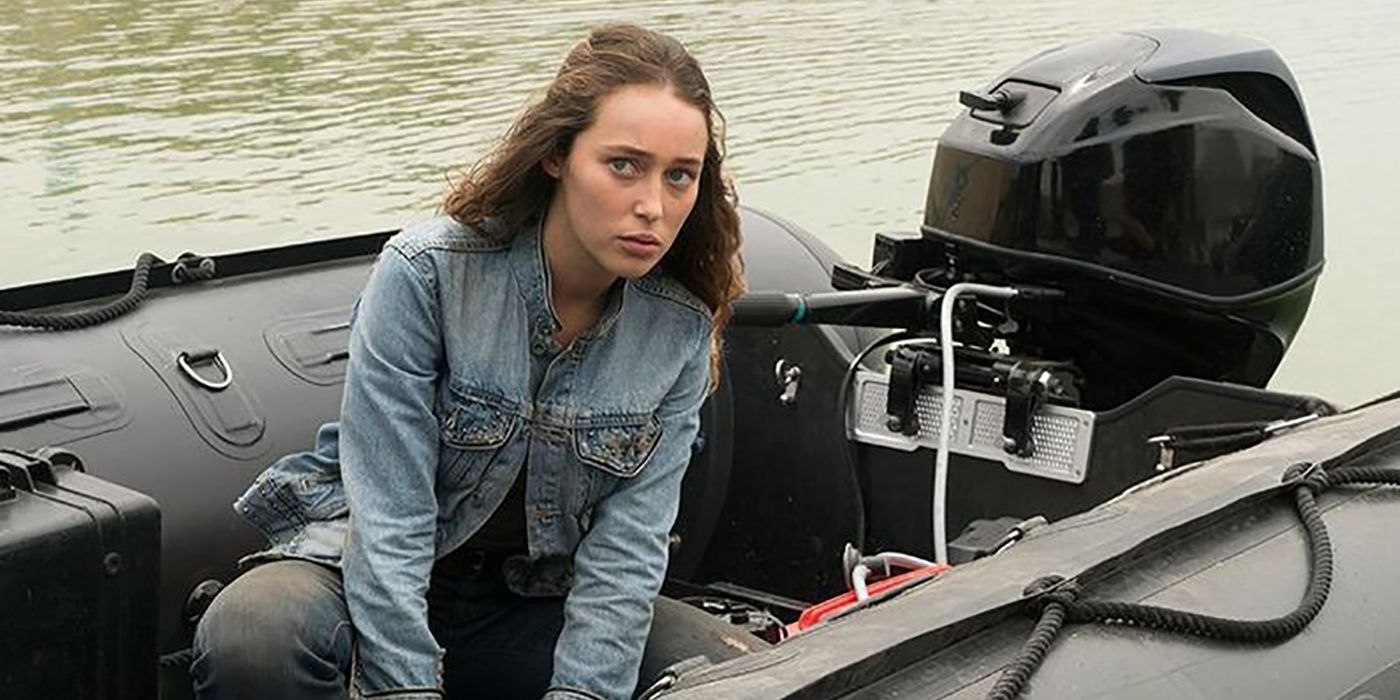 Alicia on a boat in the water on Fear the Walking Dead
