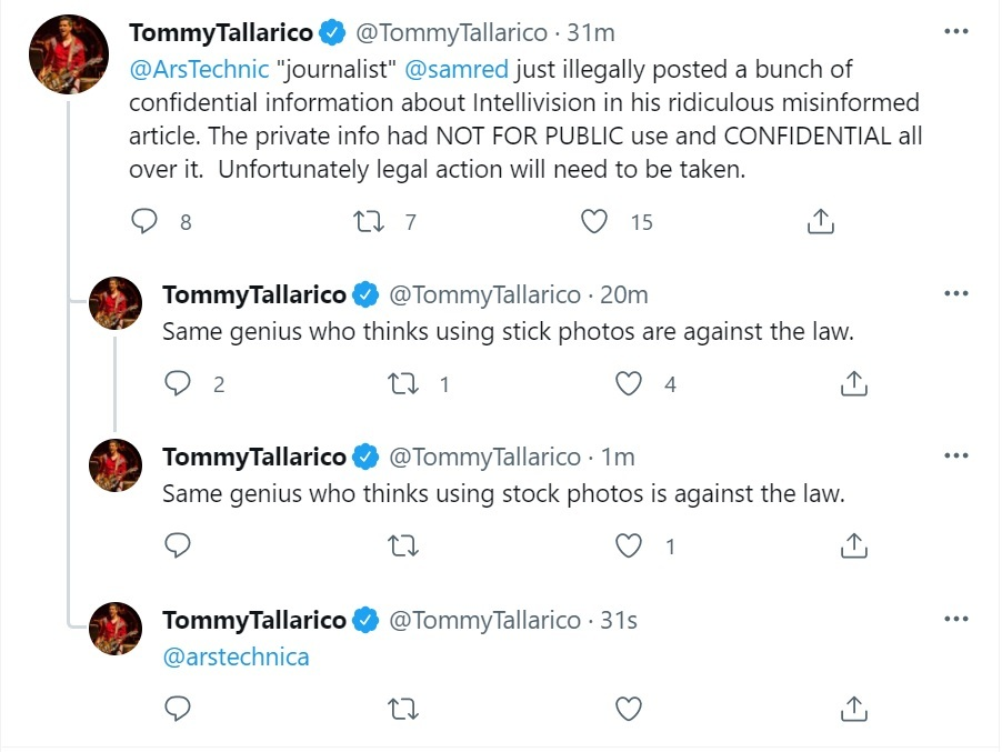 Tommy Tallarico legal action Tweets