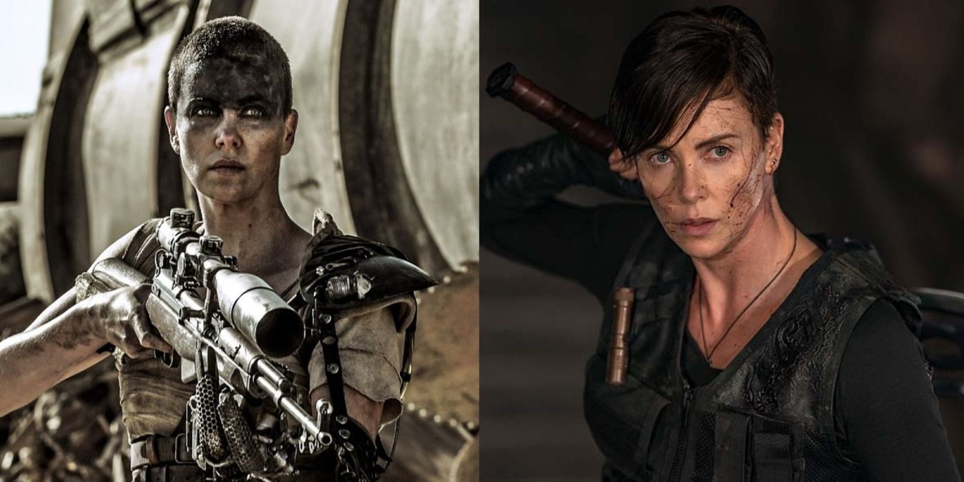 Charlize Theron in Mad Max: Fury Road and The Old Guard