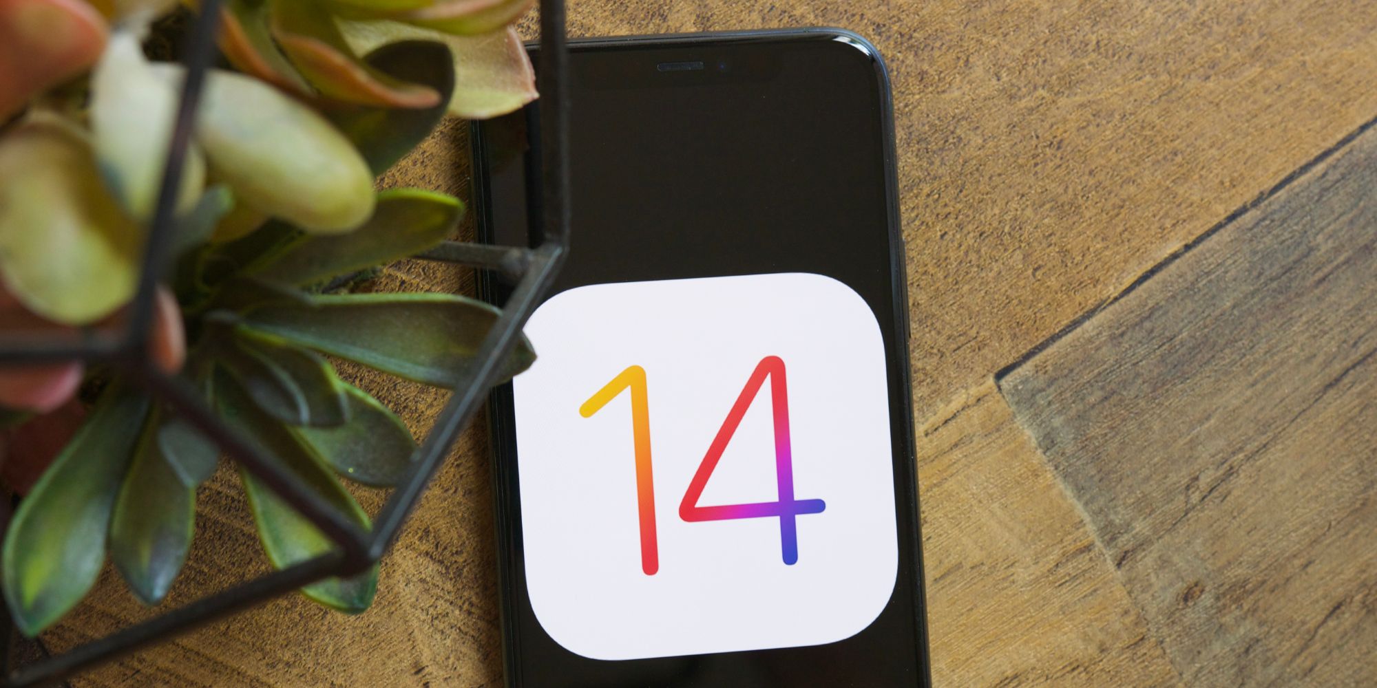 iOS 14 logo on an iPhone