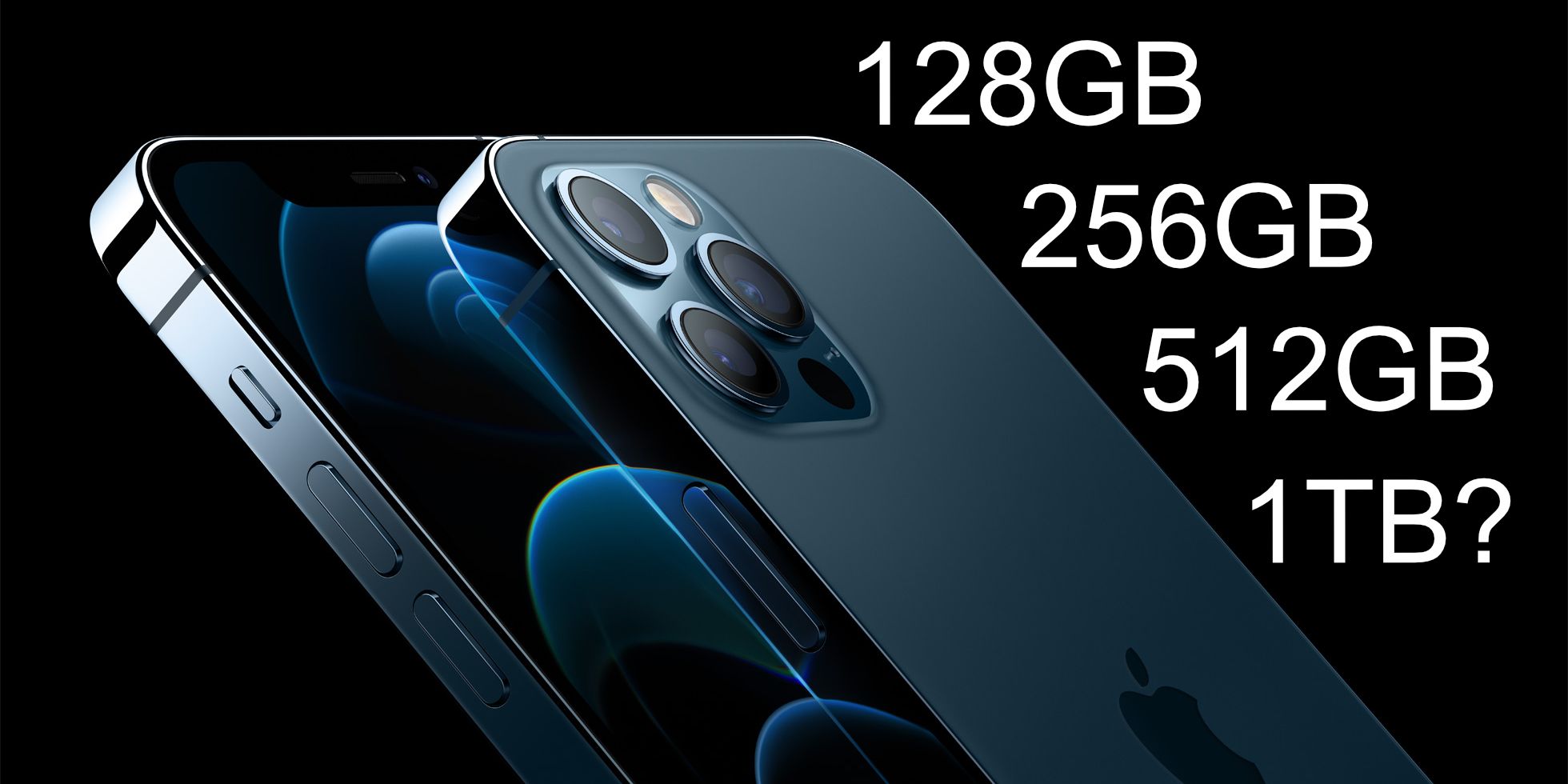 iPhone render with rumored storage options for iPhone 13