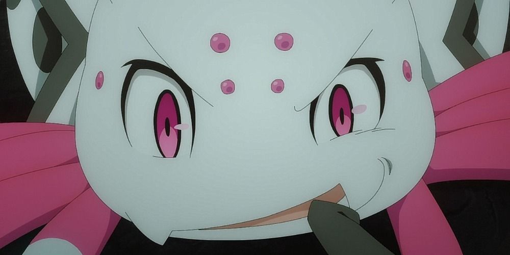 Kumoko from So I&rsquo;m A Spider, So What? smiling evilly at the camera