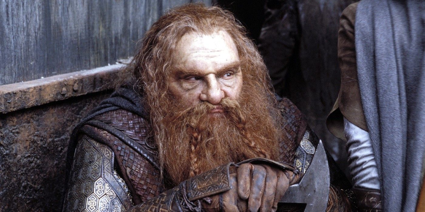 Gimli sitting in the Lord of the Rings
