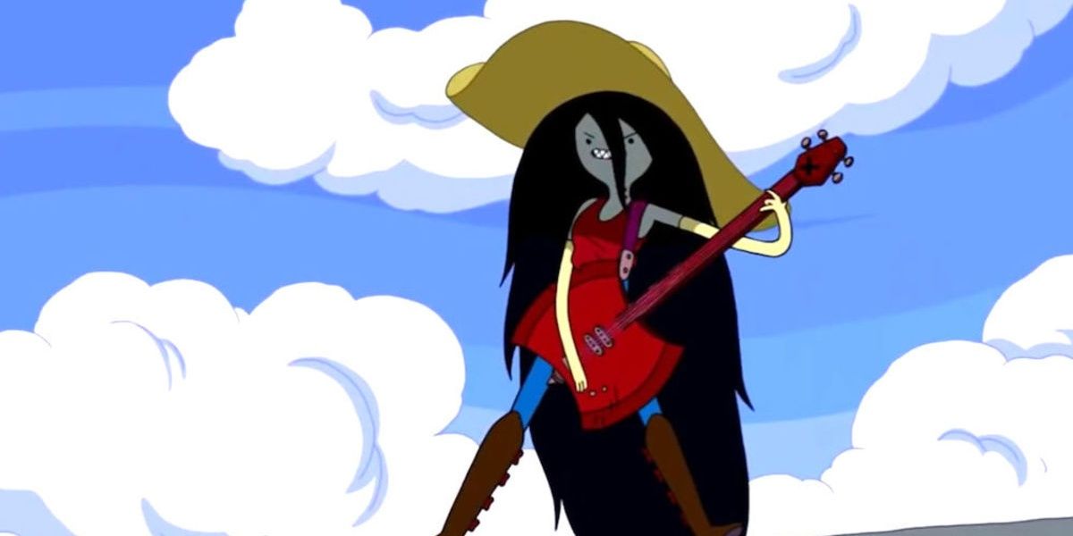 Marceline playing bass