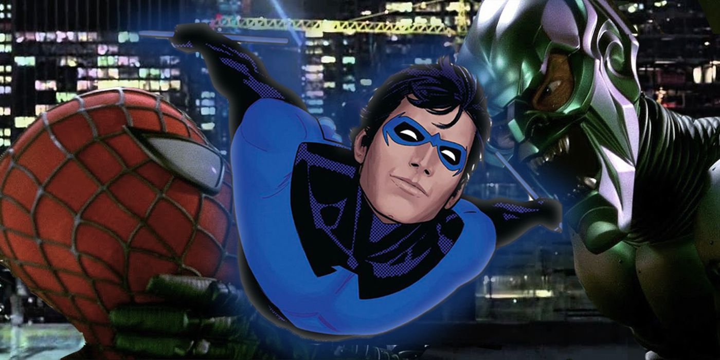 Nightwing with Spider-Man and Green Goblin from Spider-Man (2002).
