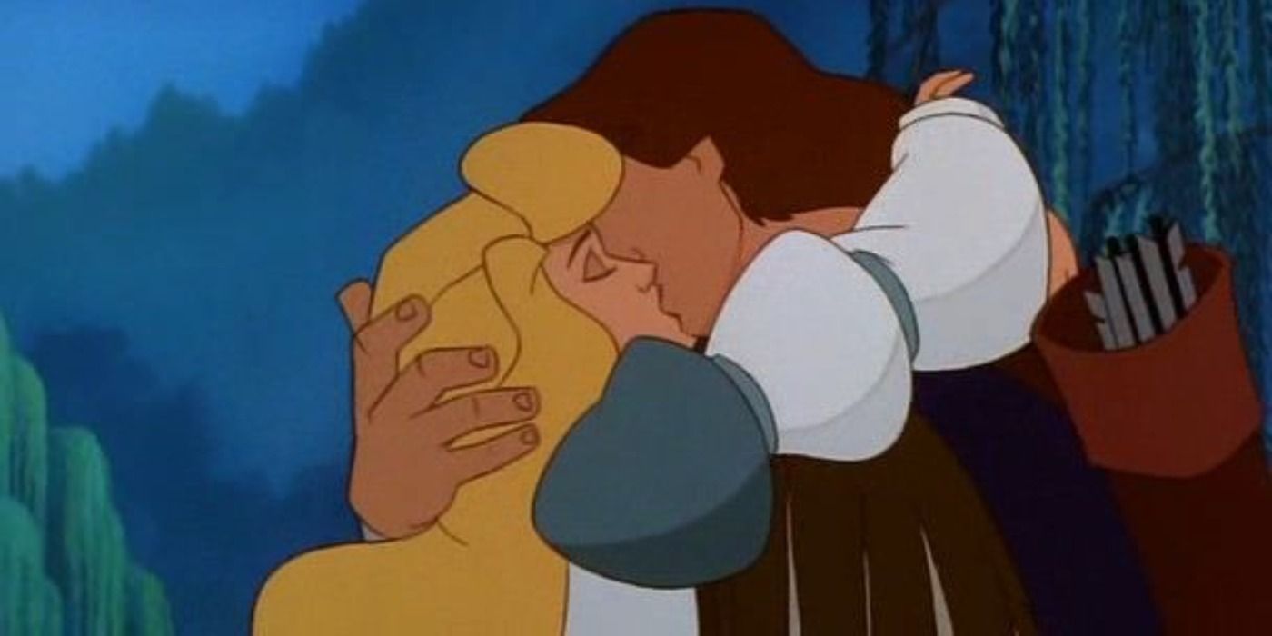 Derek and Odette kissing in THe Swan Princess