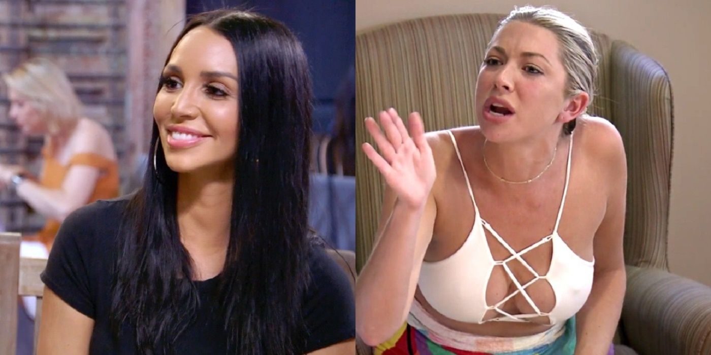 Scheana Shay in a black tee and on right Stassi Schroeder in a white top