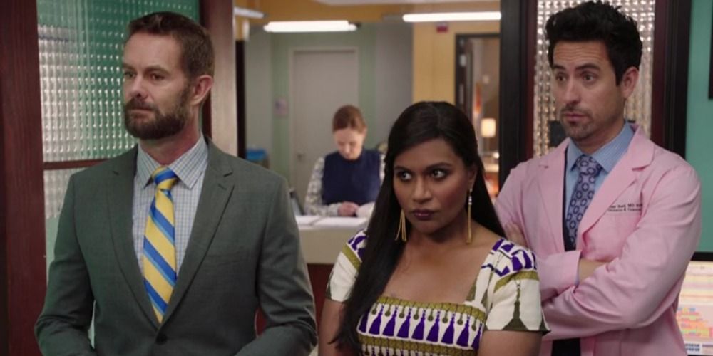 Garret Dillahunt Mindy Kalling standing in office in The Mindy Project
