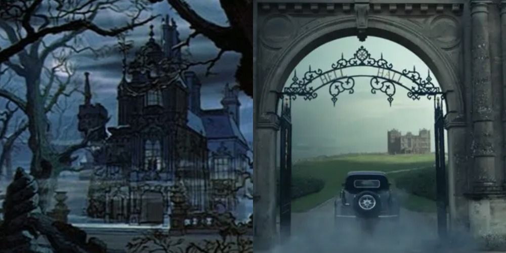 Side by side comparison of Hell Hall in Cruella and 101 Dalmations