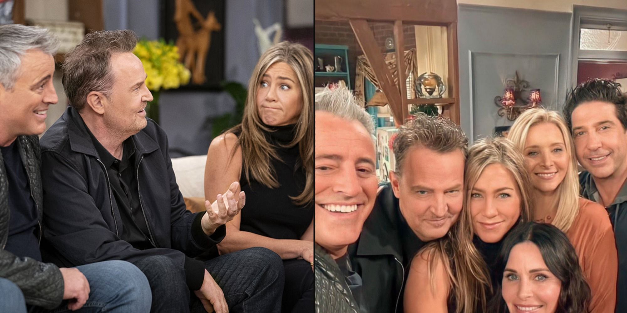 Side by side images taken from Friends reunion of whole gang.