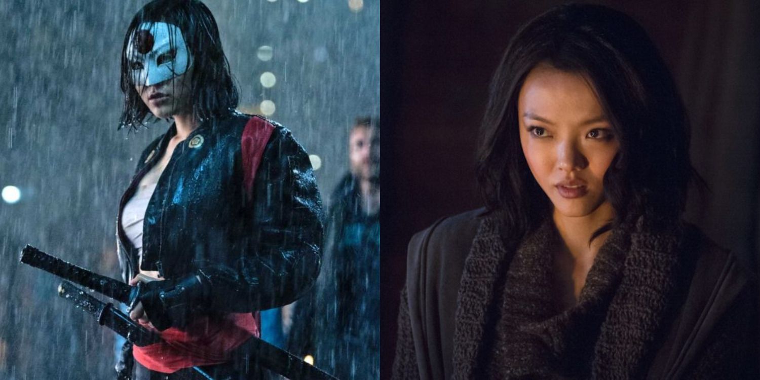 Split image of Katana in Suicide Squad and in Arrow