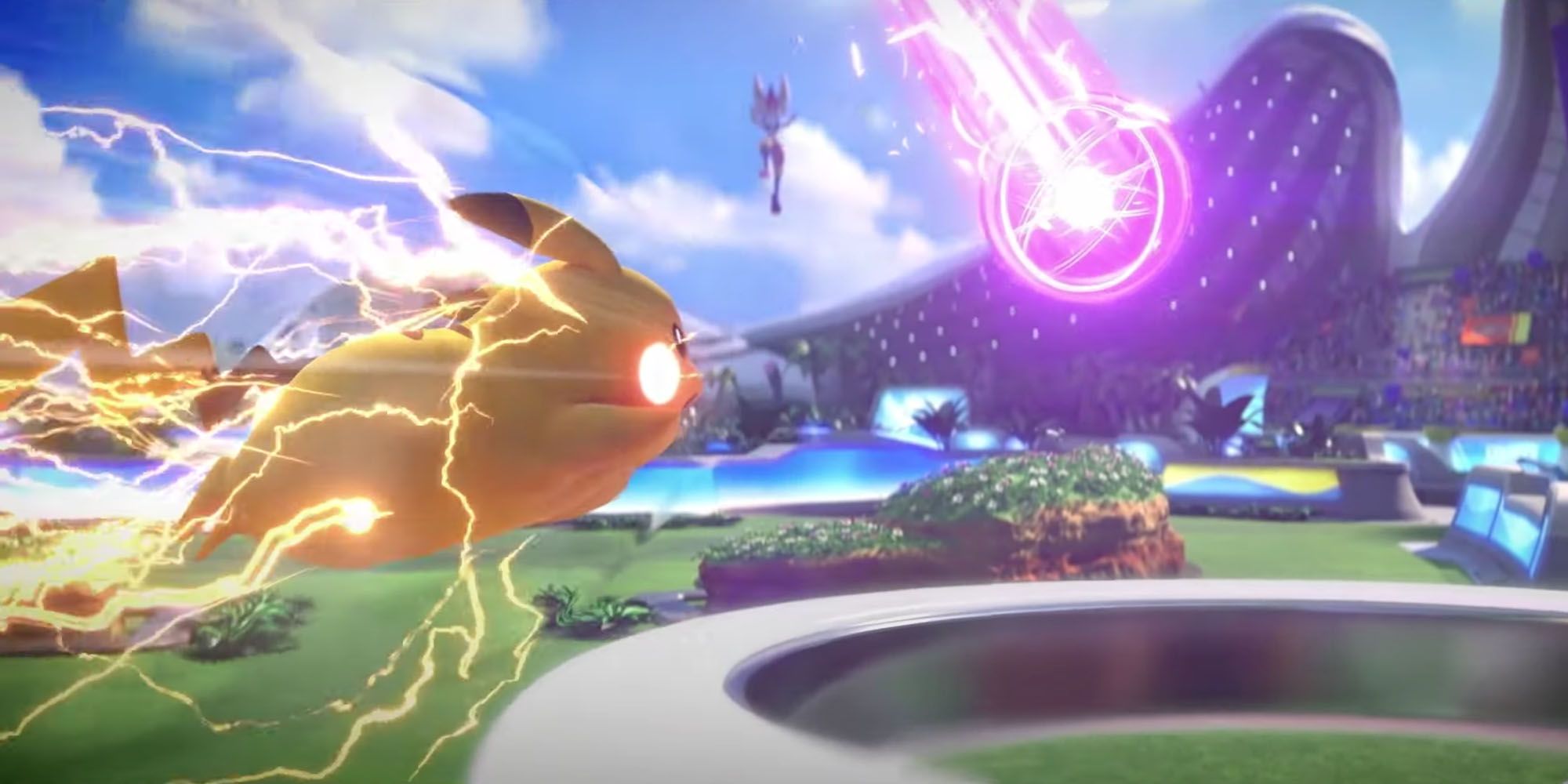 Pikachu fights Cinderace in Pokemon Unite trailer