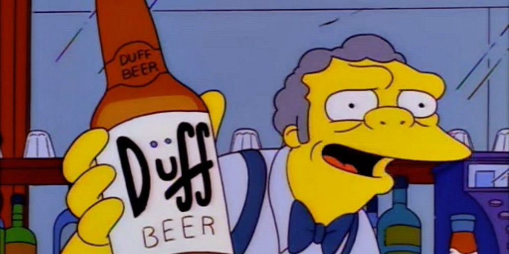 Moe presents Duff Beer in The Simpsons