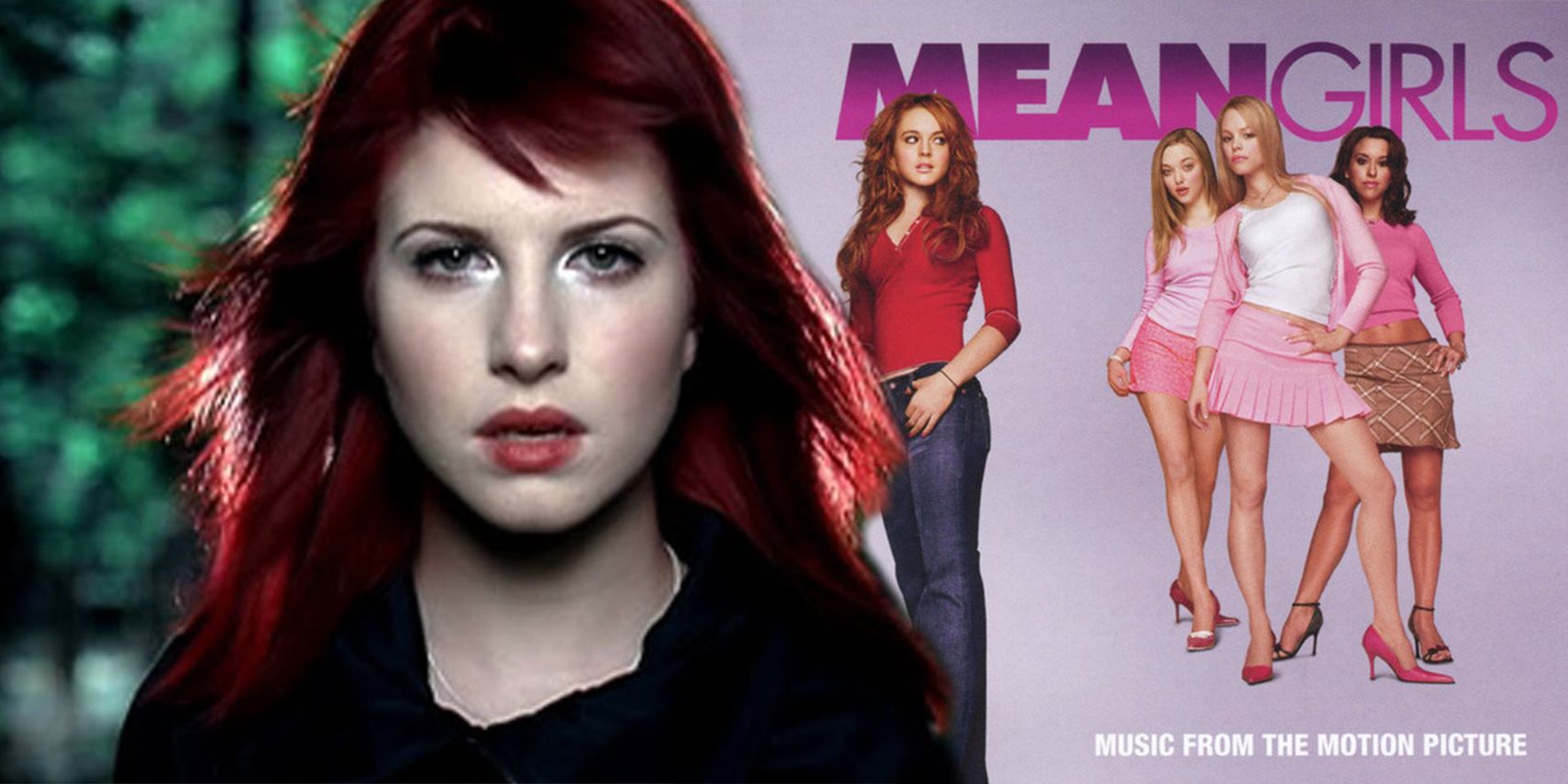 Paramore in the Decode video and the Mean Girls film poster