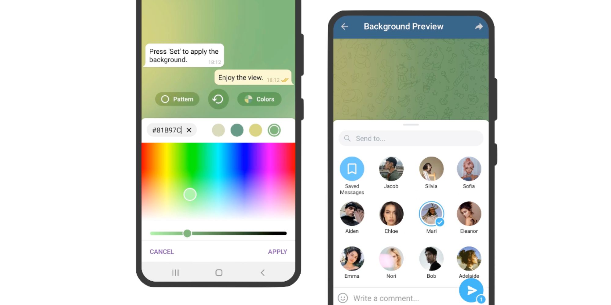 Customizing and sharing animated backgrounds in Telegram