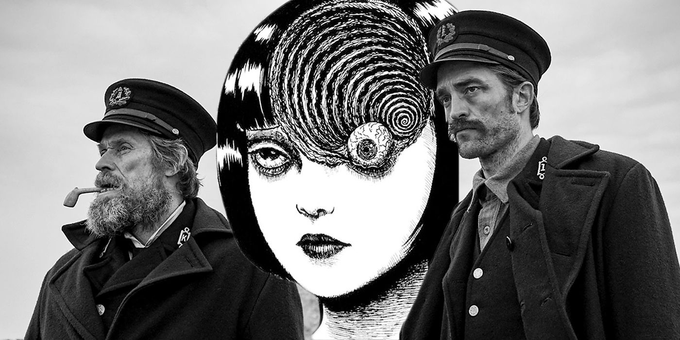 A still from The Lighthouse film with an image from Junji Ito's Uzumaki manga.